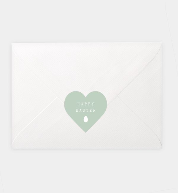 Siegelsticker Eiersuche, Herz-Siegelaufkleber (46 x 45mm)