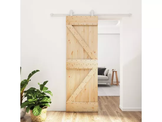 Porte coulissante et kit de quincaillerie 70x210 cm pin massif