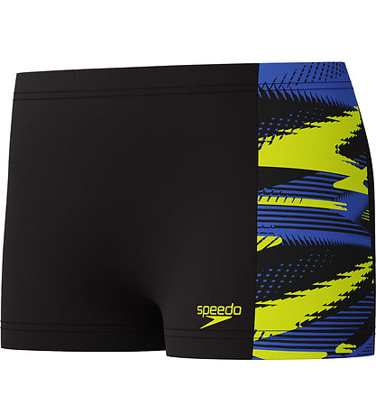 Speedo Badehose - HyperBoom Panel - Schwarz m. Gelb/Blau
