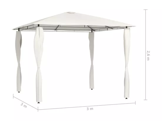 Belvédère avec revêtement de poteaux 3x3x2,6 m Crème 160 g/m²