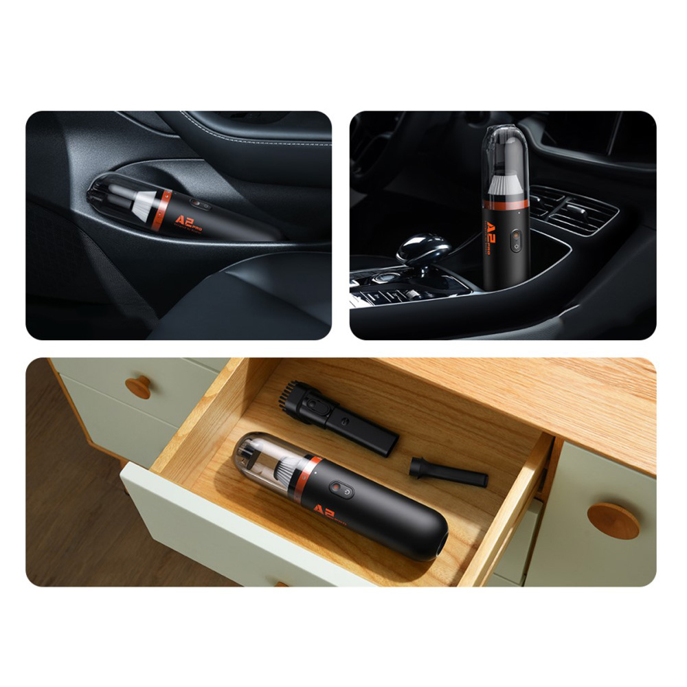 (80W) A2 Pro Car Kabelloser Hand Staubsauger mit 2 Reinigungsaufsätzen   HEPA Filter für Haushalt / Auto - Schwarz