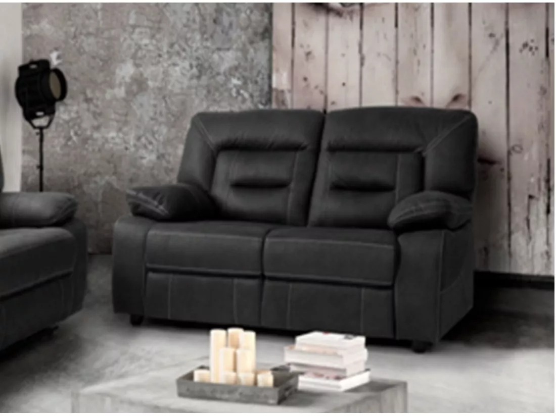 Canapé de relaxation en nubuck gris foncé Korsa-3 places relax électrique