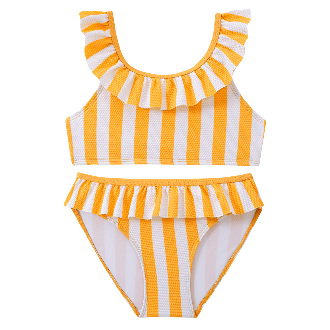 Famy Mädchen Bikini mit Wabenstruktur gelb / weiss