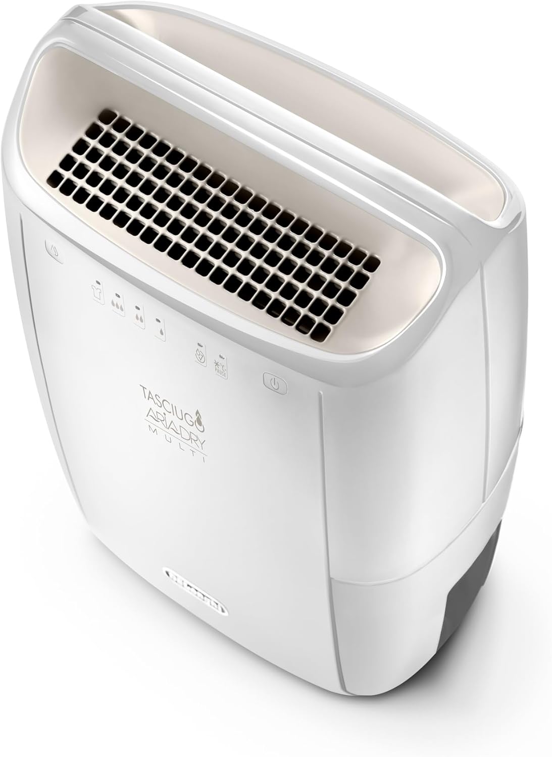 De'Longhi AriaDry DEX210SF Déshumidificateur élimine l'humidité à la maison avec filtration à 3 actions, fonction de séchage, capacité d'humidification 10 l/jour, R290, réservoir d'eau amovible, blanc