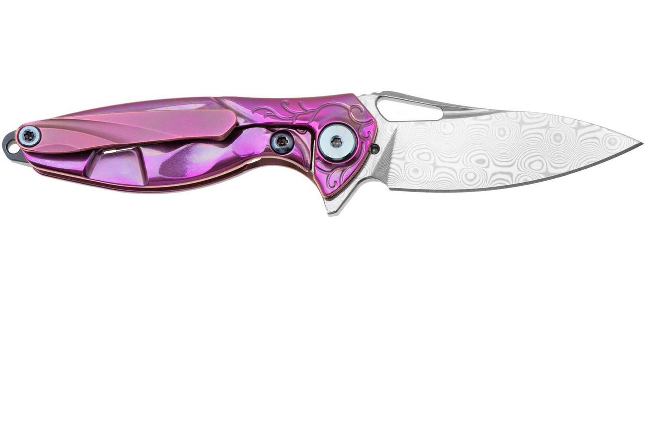 Rike Mini Hummingbird zakmes damascus, roze