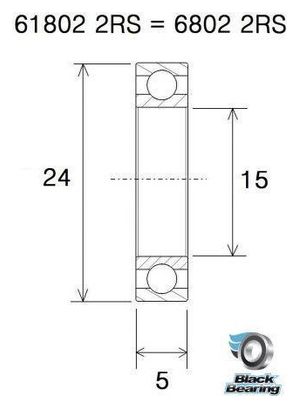 BLACK BEARING B3 roulement 61802-2RS / 6802-2RS