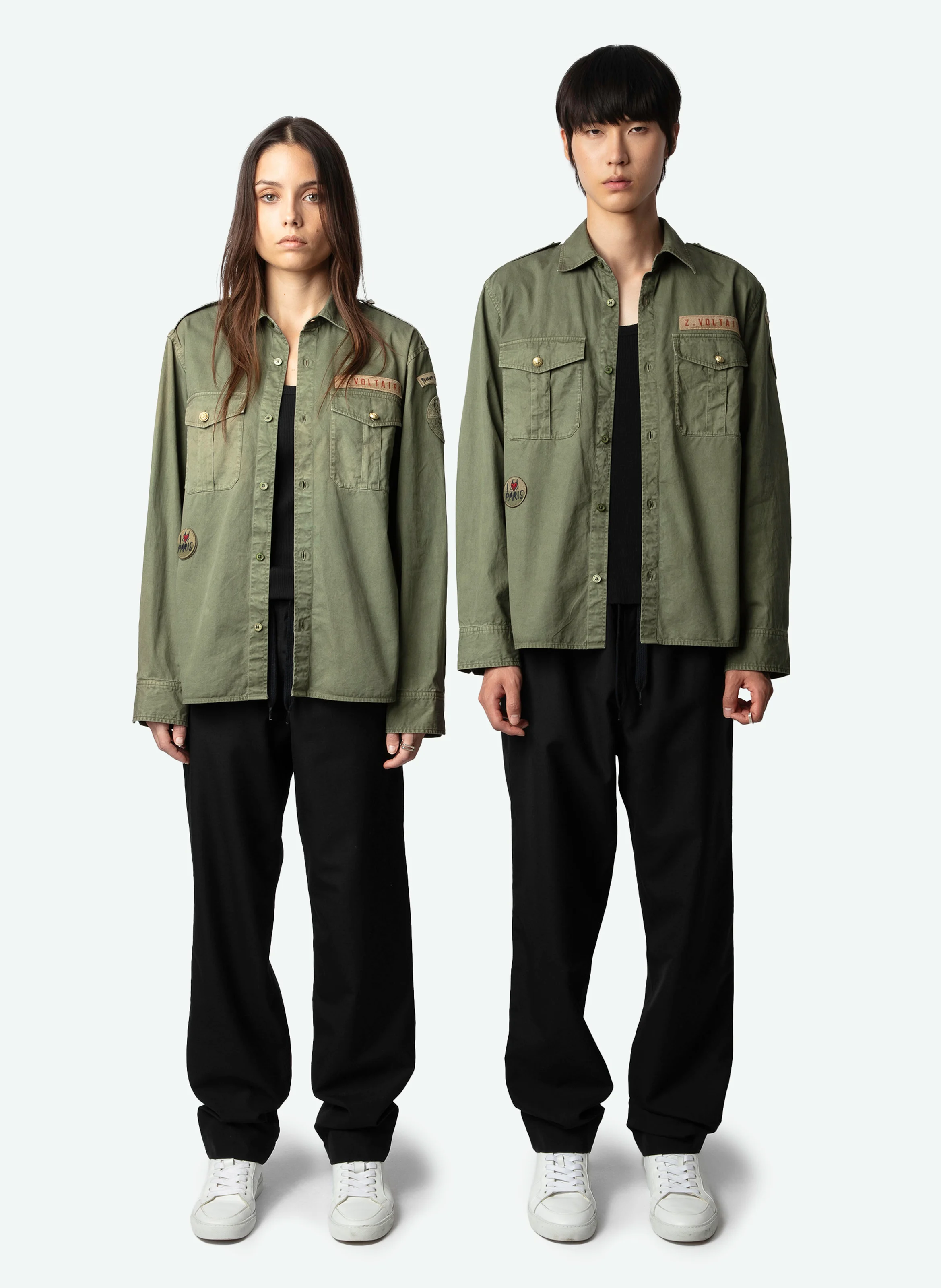TASKAL - Chemise col classique en coton mélangé | Vert