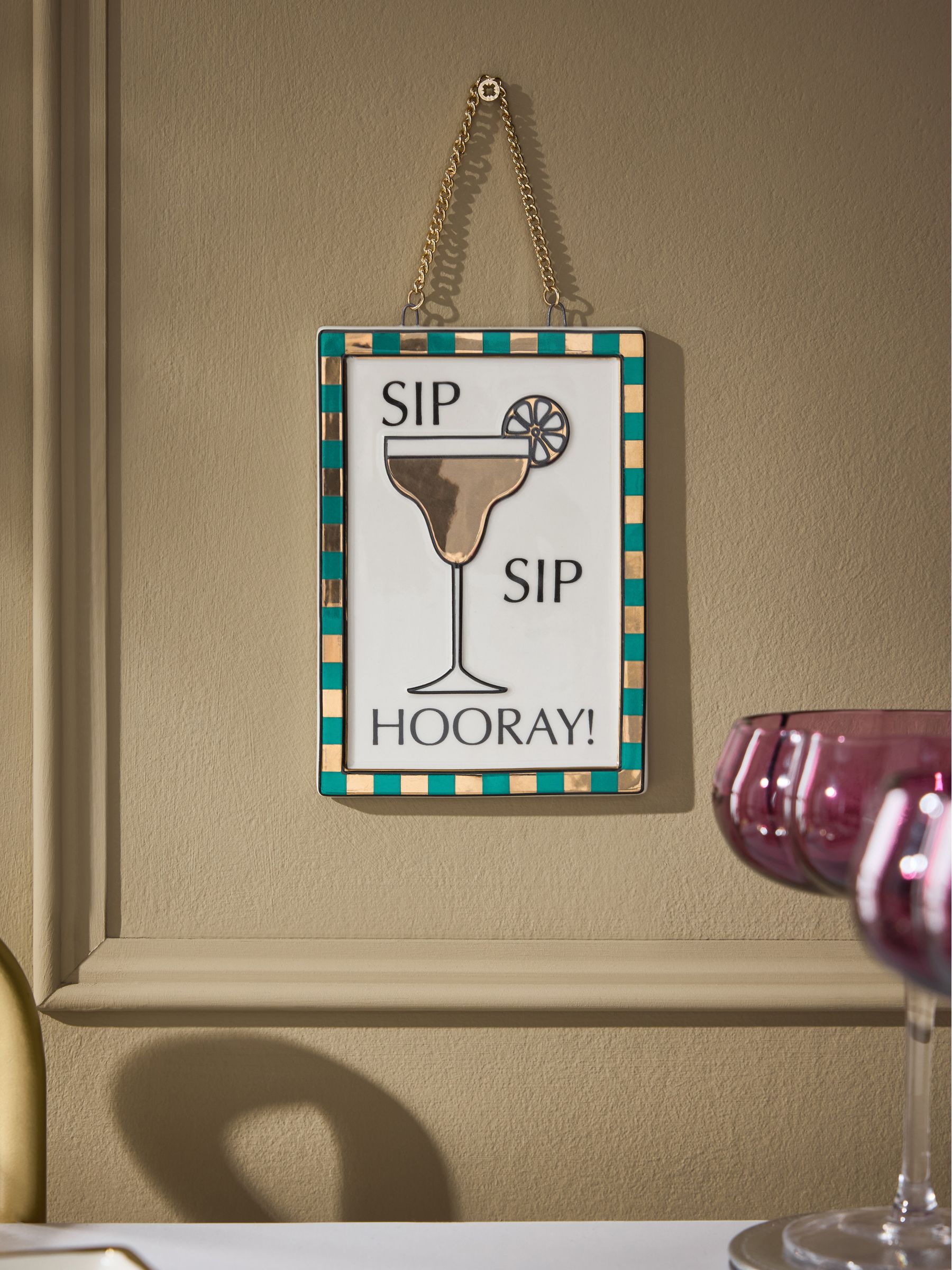 Ceramic Sip Sip Hooray Hanging Decoration