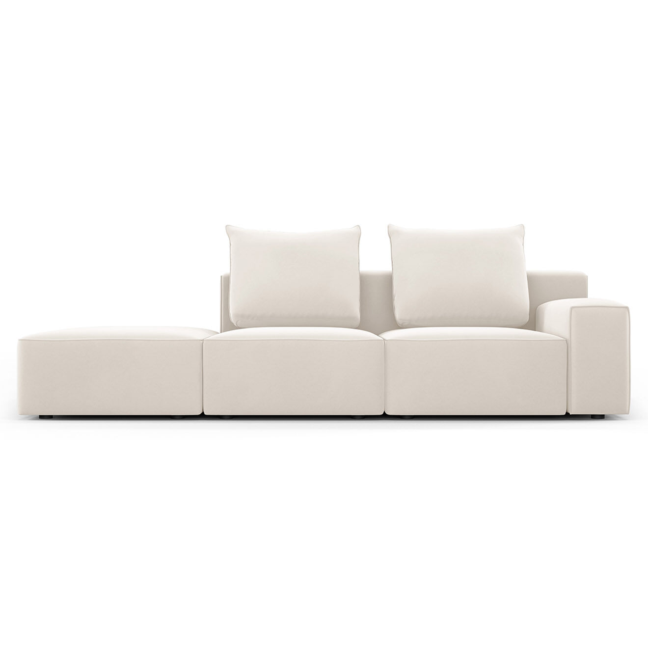 Mazzini Sofas Canapé Gauche en Velours Ivy 4 Places beige - 265x105x89 cm