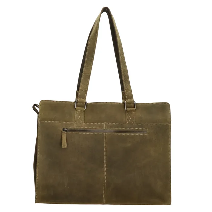 Hide & Stitches Idaho Laptoptas 15,6 inch Olijfgroen