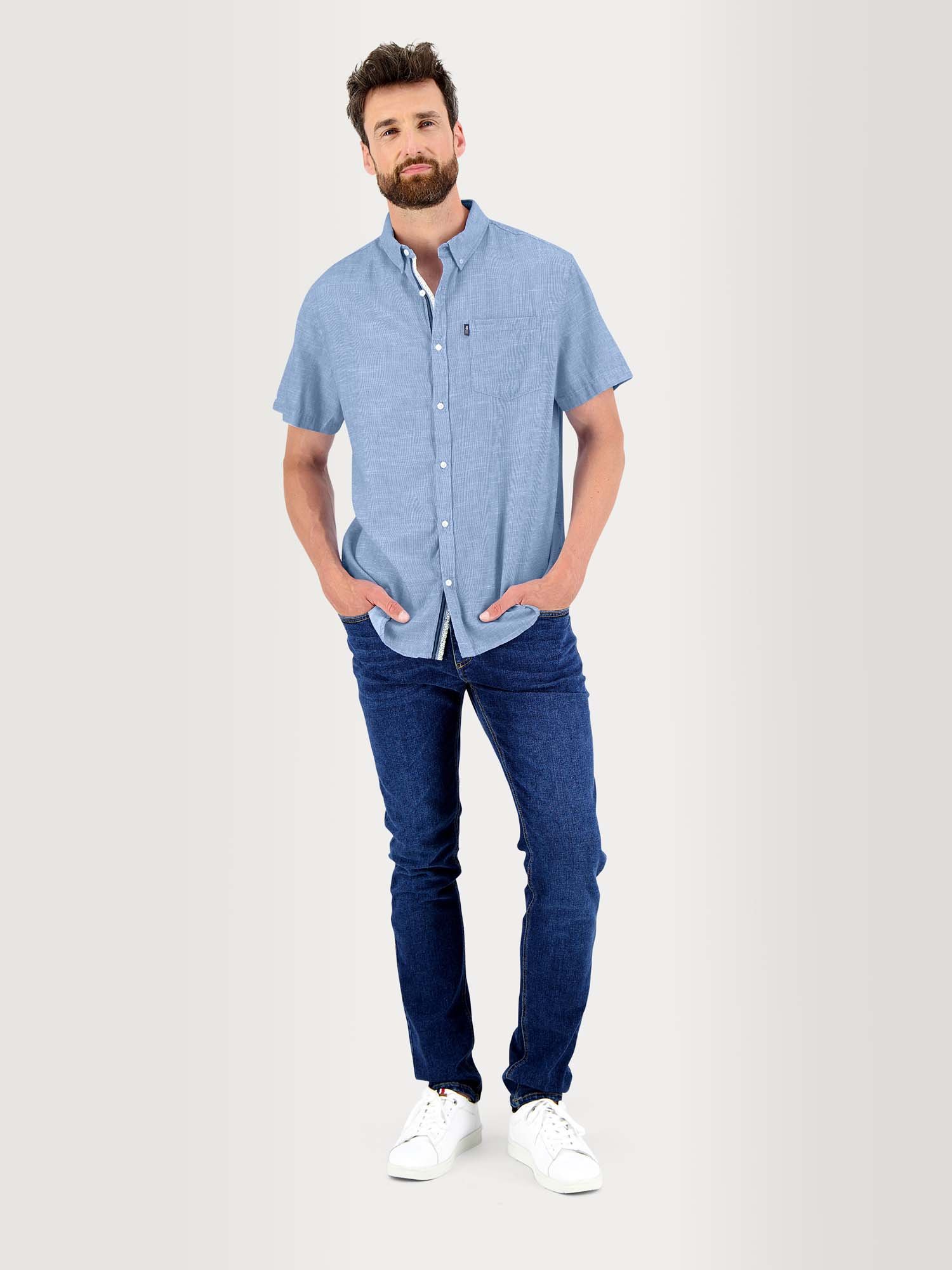 Chemise Homme Manches Courtes Coton Bleu