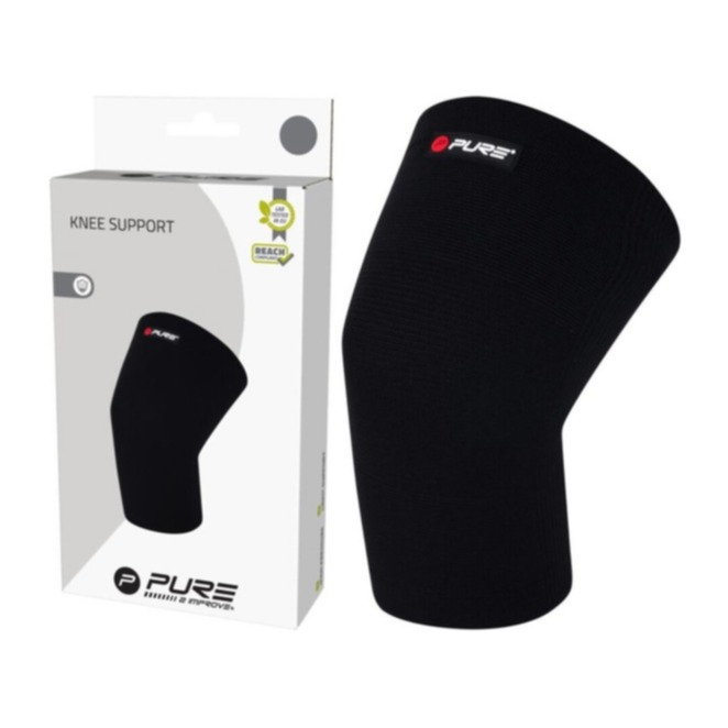(Gr. L) Elastische Knie Bandage Kniescheiben Crossfit Sport Stütze - Schwarz