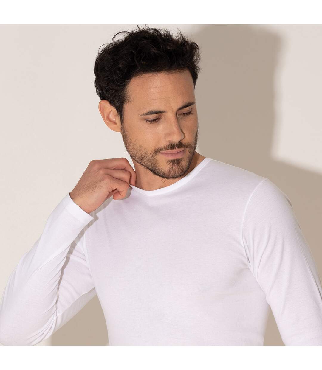 T-shirt col rond manches longues Pur coton Premium