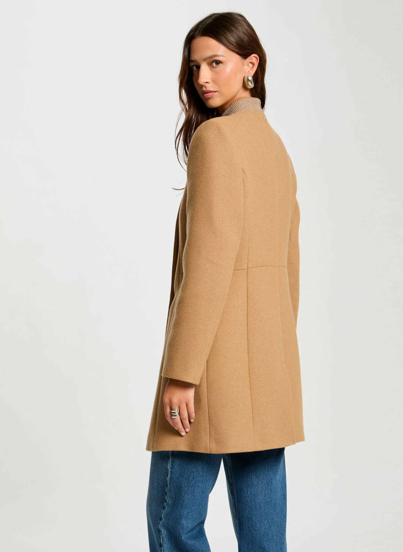 GSUZI - Manteau long en laine mélangée | Marron