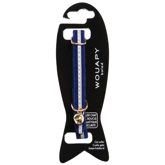 Collier en velours réfléchissant bleu pour chat