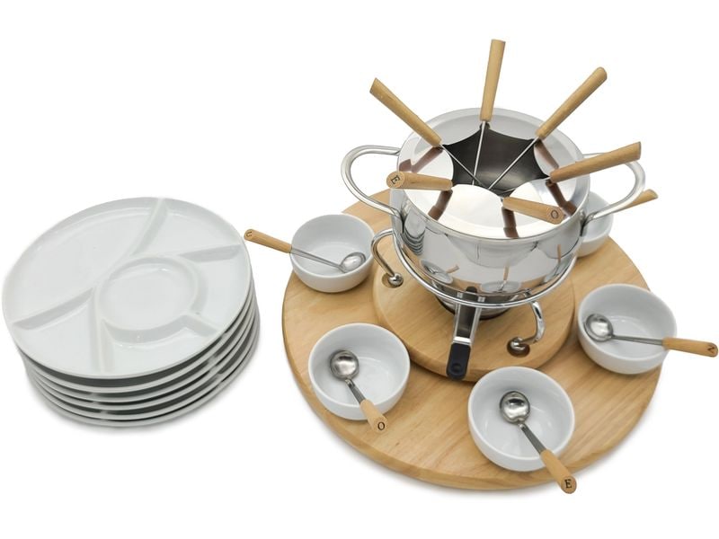 OHMEX Fondue-Set OHM-FND-2229 29 Teile, Braun/Silber Fondue-Set