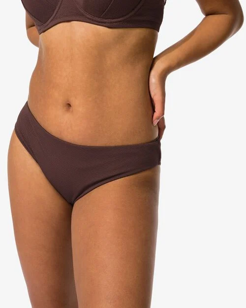 bas de bikini femme taille mi-haute marron foncé