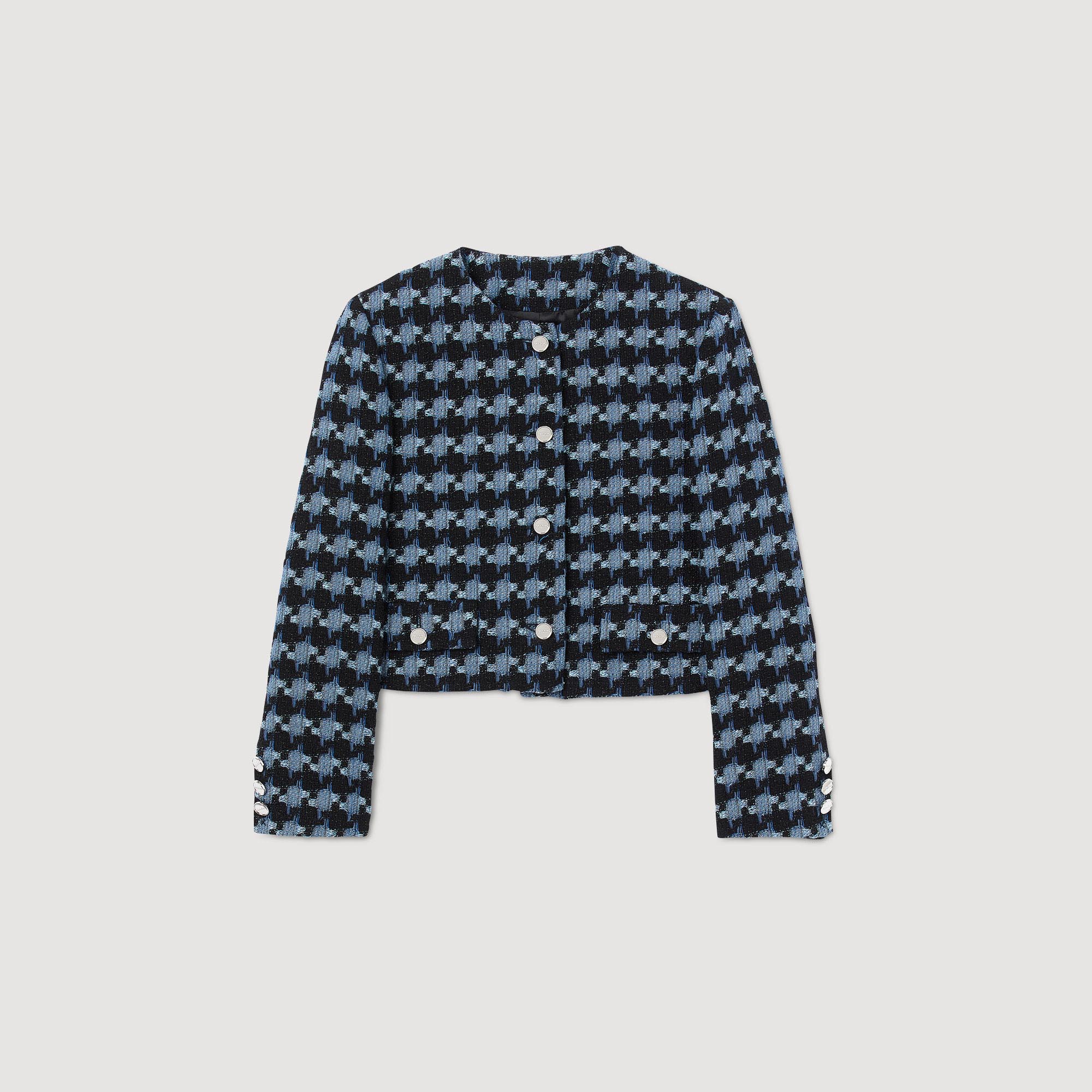 Veste courte en tweed pied de poule