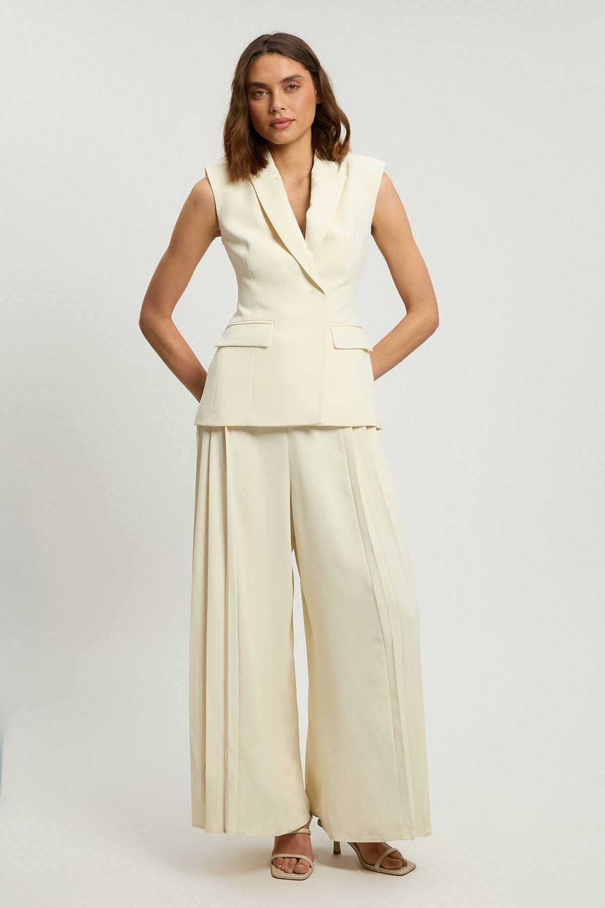 KarenMillen Combinaison-pantalon Large En Crêpe Tailleur À Plis Asymétriques