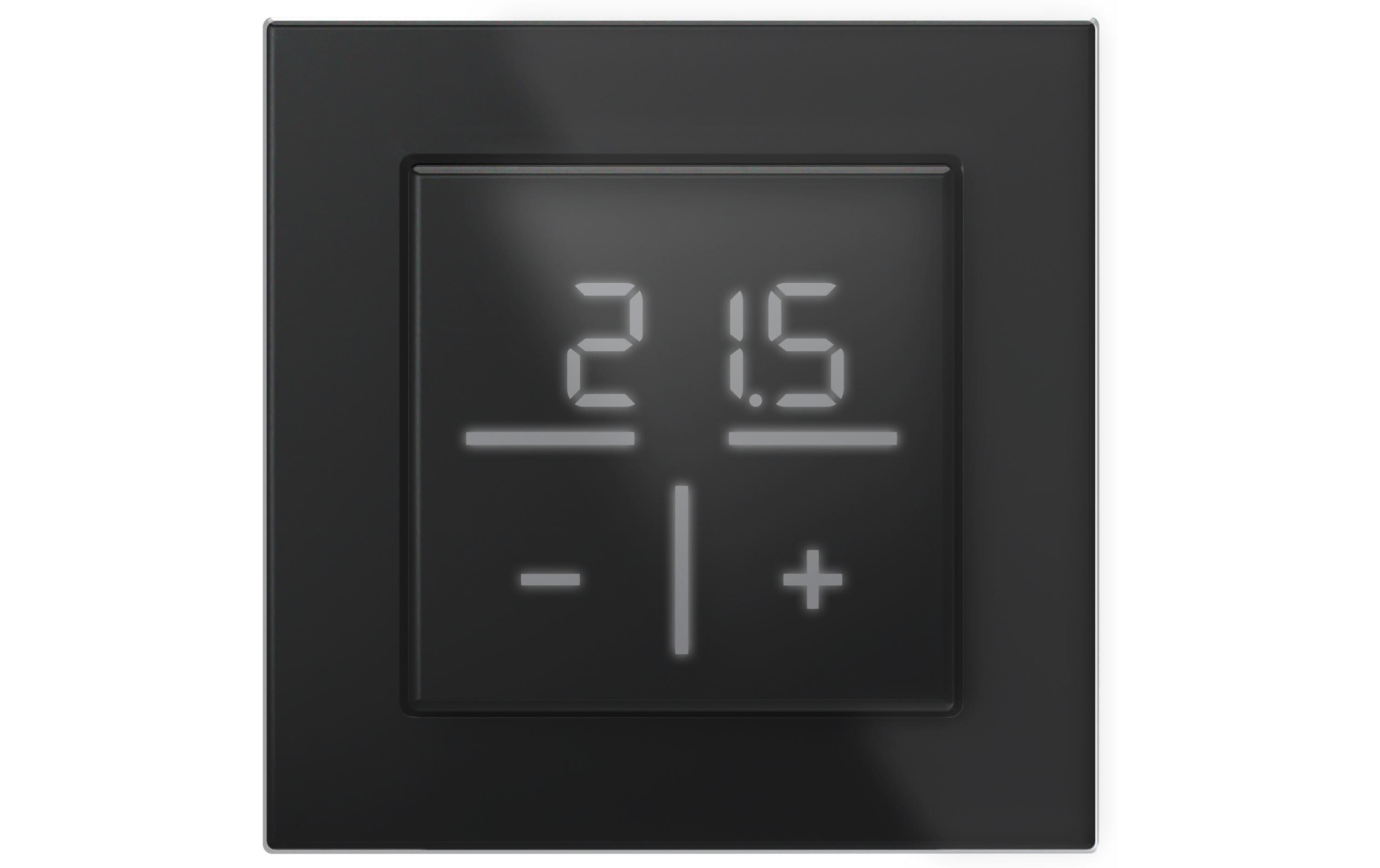 Glas Wandthermostat mir Rahmen Schwarz<br>Wandthermostat mit Luftfeuchtigkeitssensor