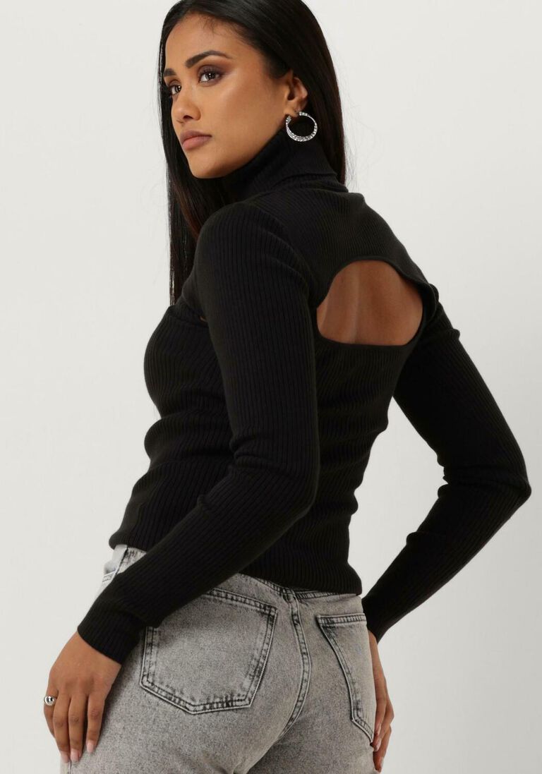 CALVIN KLEIN zwarte calvin klein coltrui 2 in 1 cut out tight sweater