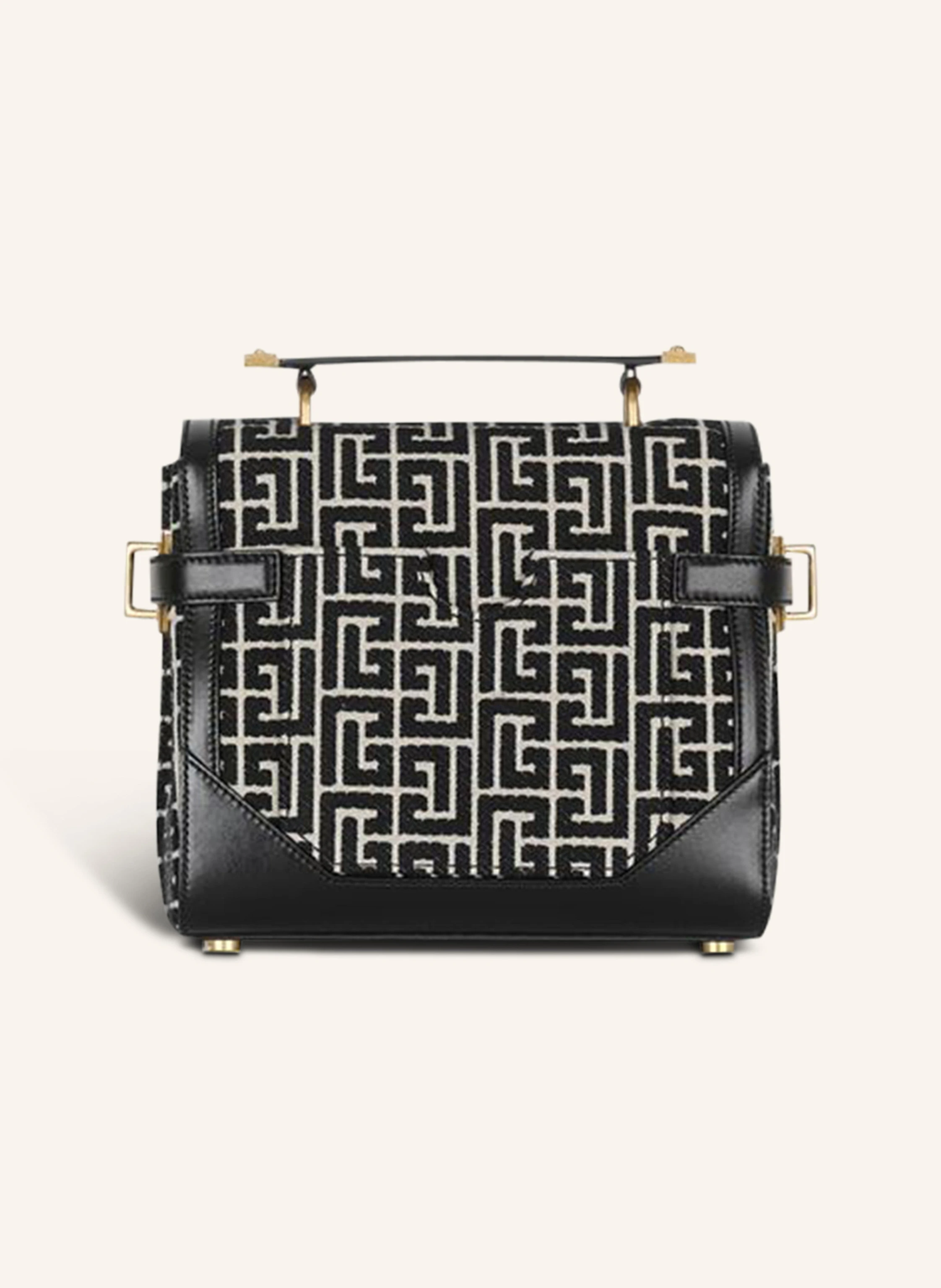BALMAIN Zweifarbige B-Buzz 23 Tasche aus Jacquard mit Ledereinsatz