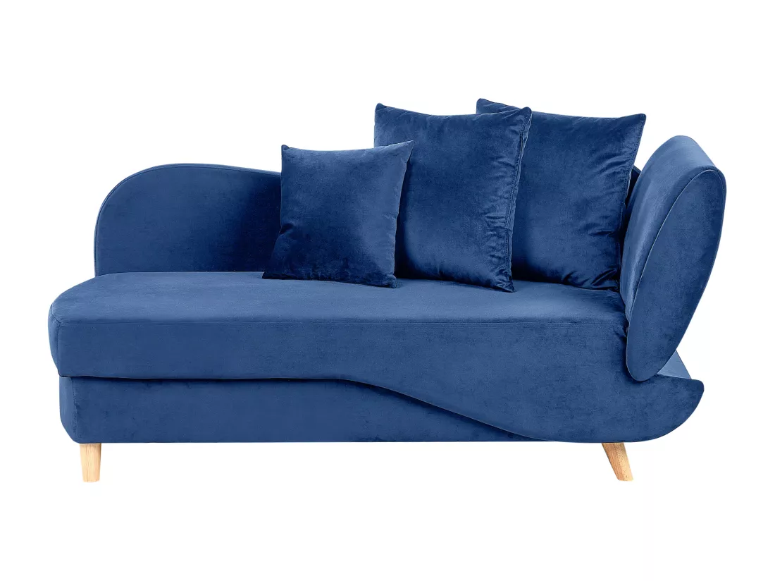 Chaise longue côté droit en velours bleu MERI II