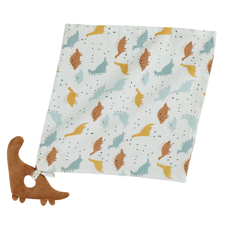 Doudou dinosaure avec lange pour bébé garçon - Ecru