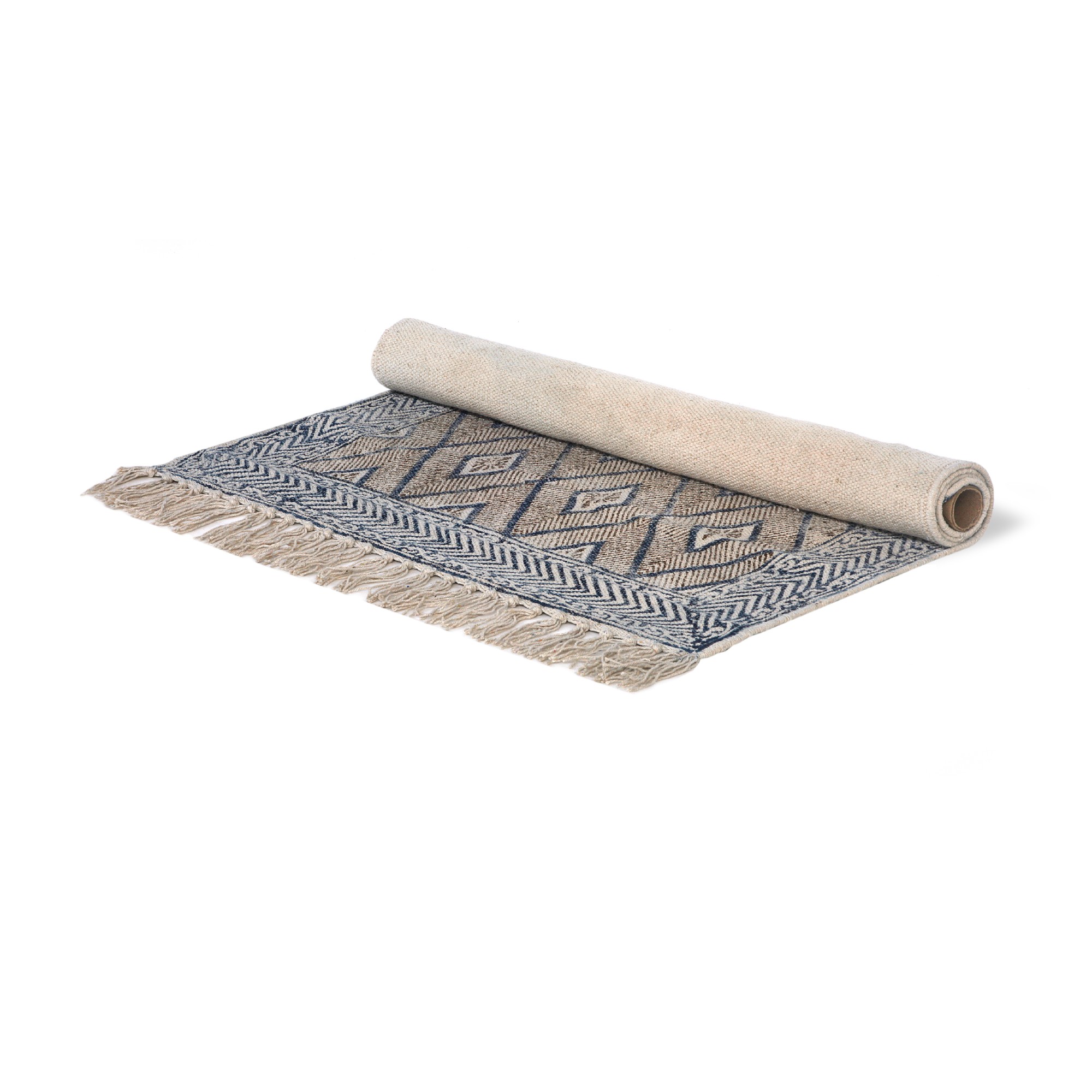 Mini-Rug 'Parli', weiß, rot-blau, T 60 cm, B 90 cm von fischer's lagerhaus