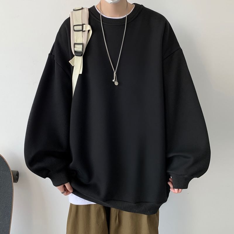 Acritus - Sweatshirt met ronde hals en effen kleur
