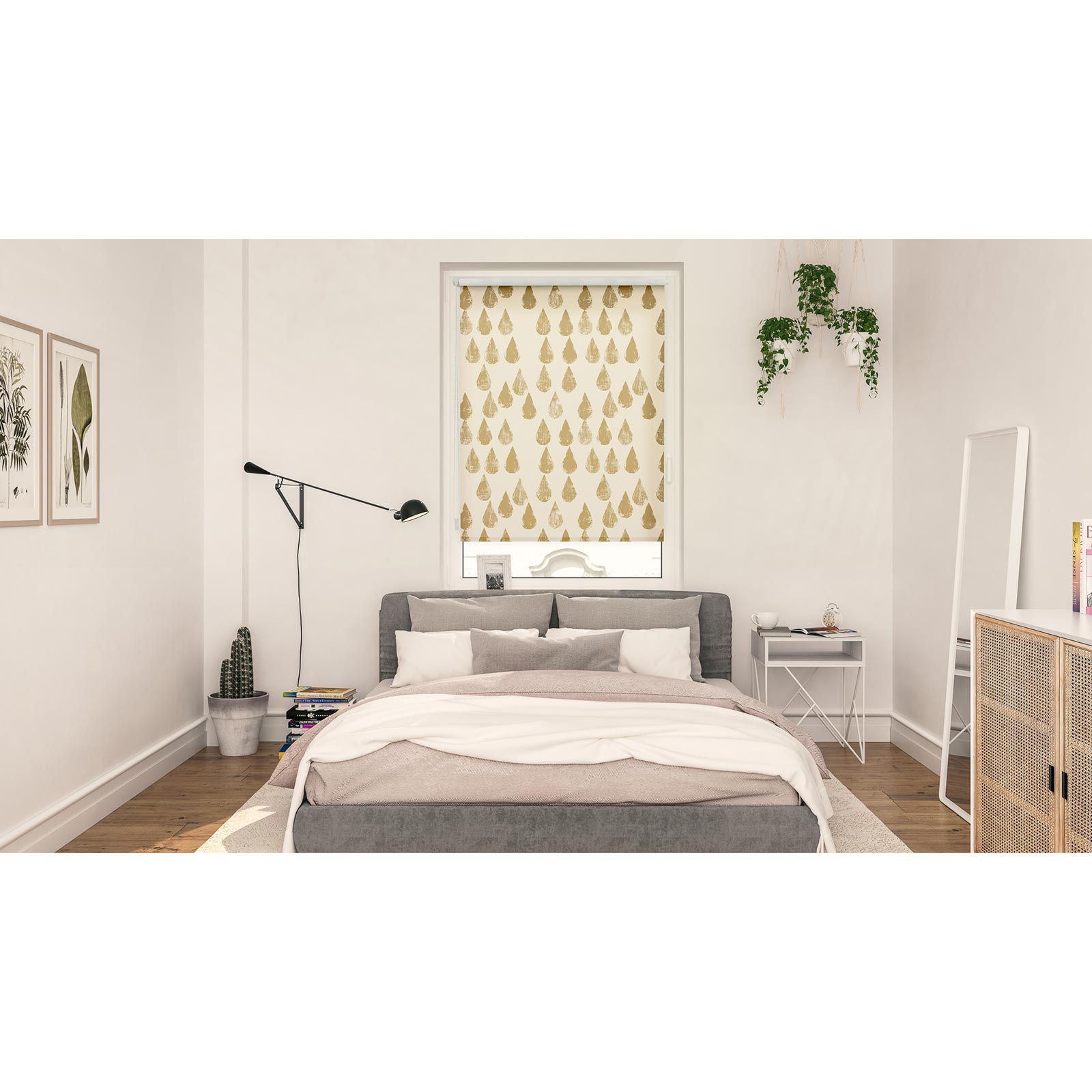 LICHTBLICK Rollo Klemmfix GOLDEN DROPS - gold - 45x150 cm