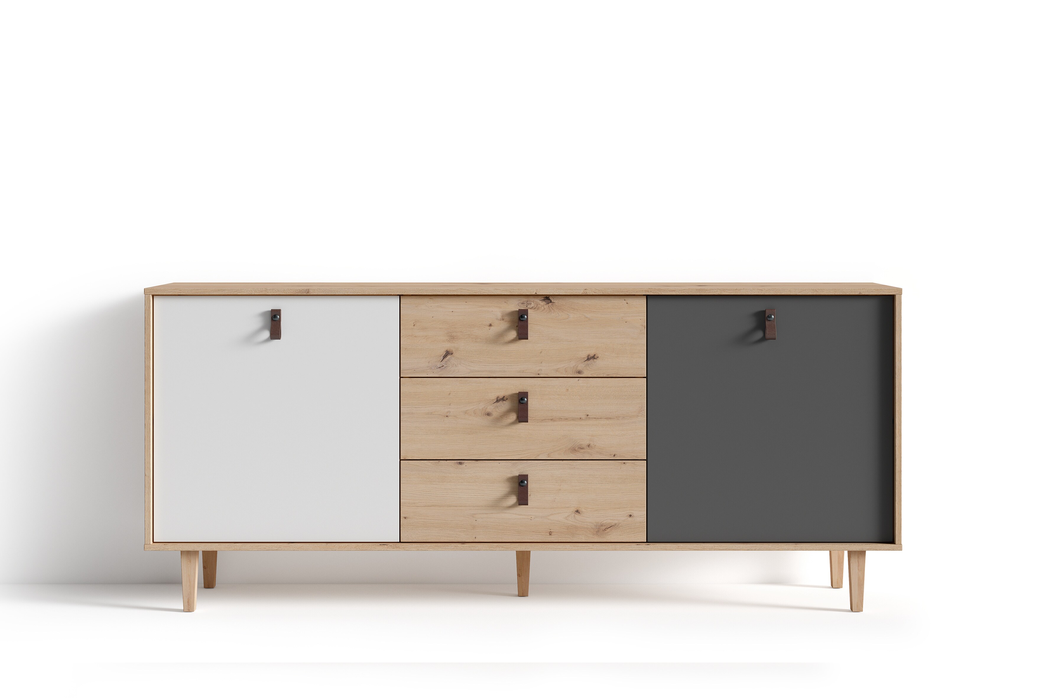 byLIVING Sideboard BILL, Breite 180 cm, Artisan Eiche (Eiche-Optik)/anthrazit