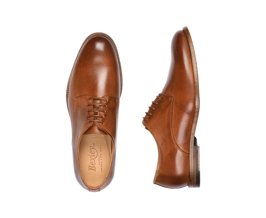 Derbies homme Châtaigne Patiné semelle cuir - HILPERTON