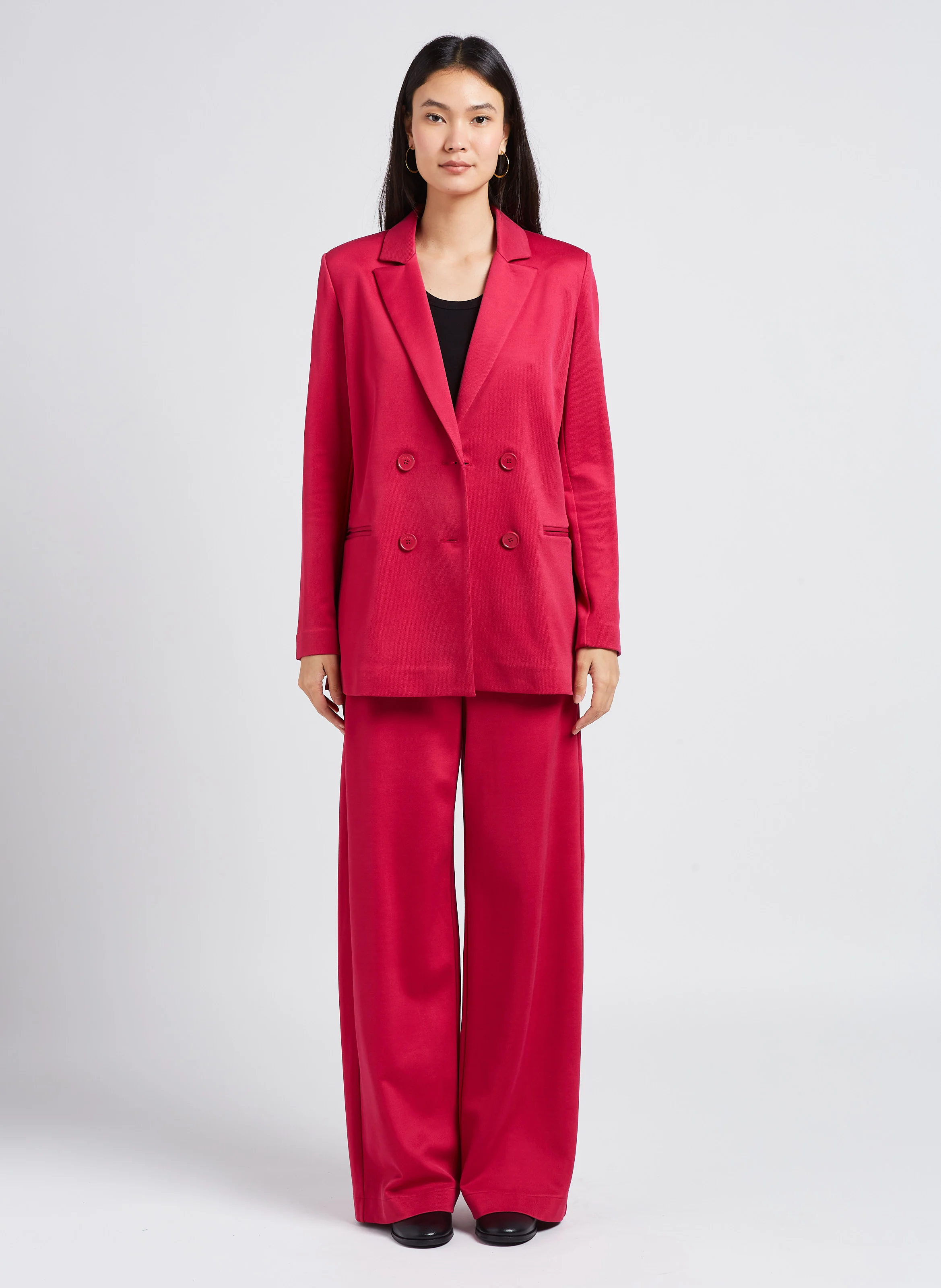 CREMA - Pantalon palazzo taille haute| Rouge