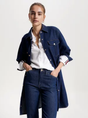 Vestido camisa jeans de modelagem relaxada