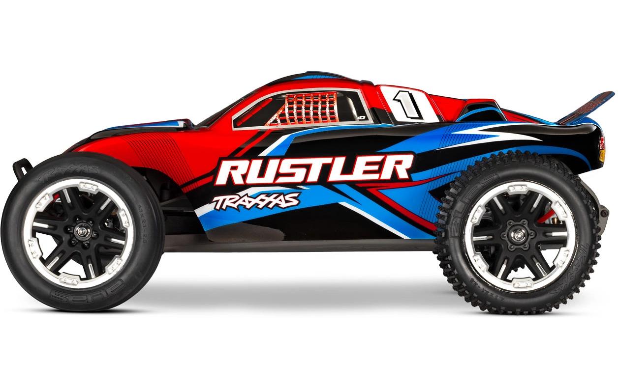 Stadium Truck Rustler HD 2WD Rot, RTR, 1:10<br>2WD-Heckantrieb Truck mit Titan 12-Turn Brushed 550 Motor