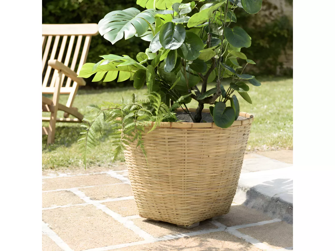 HANS - Pot de fleur rond 60x60cm en bambou naturel