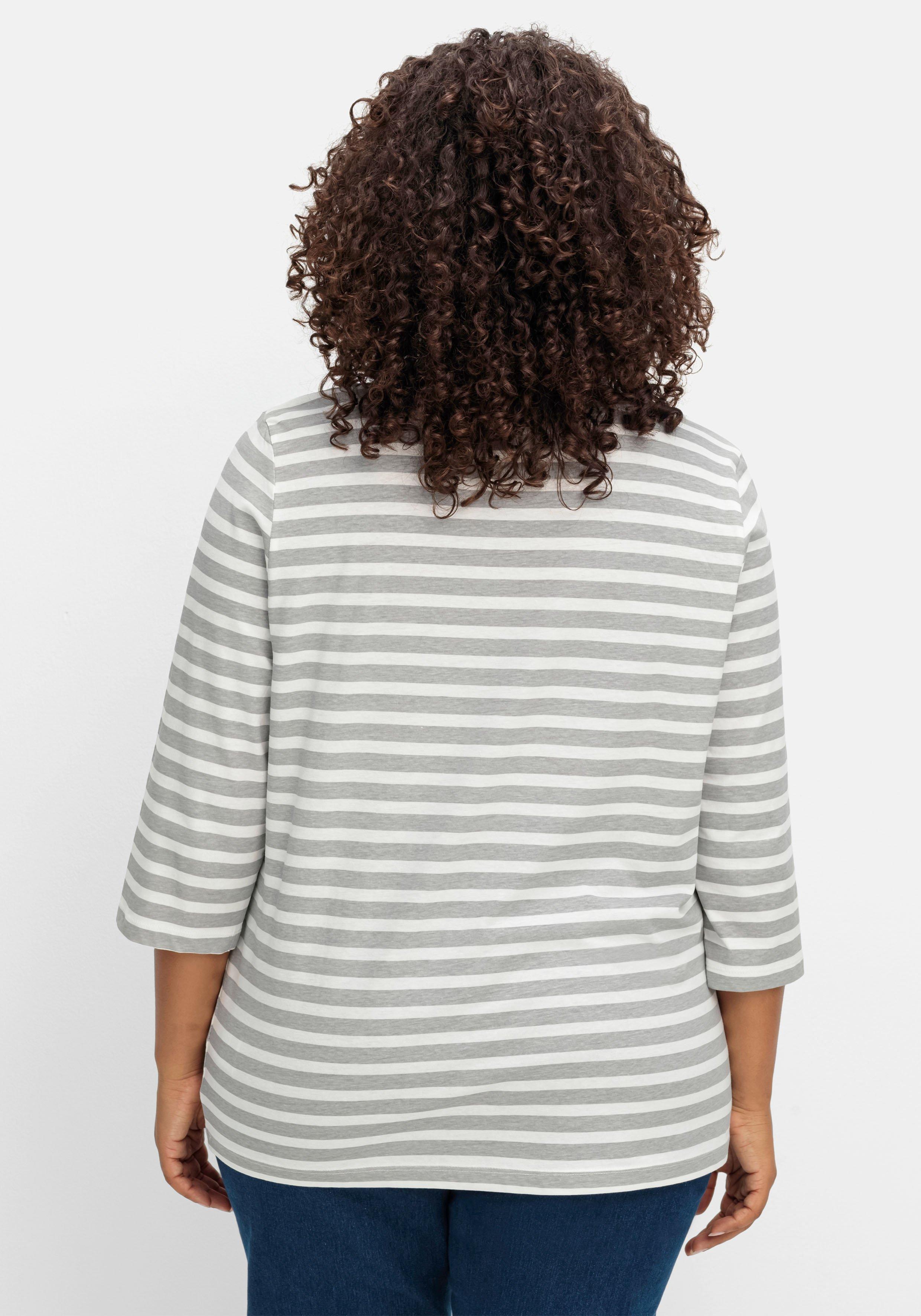 Ringelshirt mit 3/4-Arm, aus reiner Baumwolle