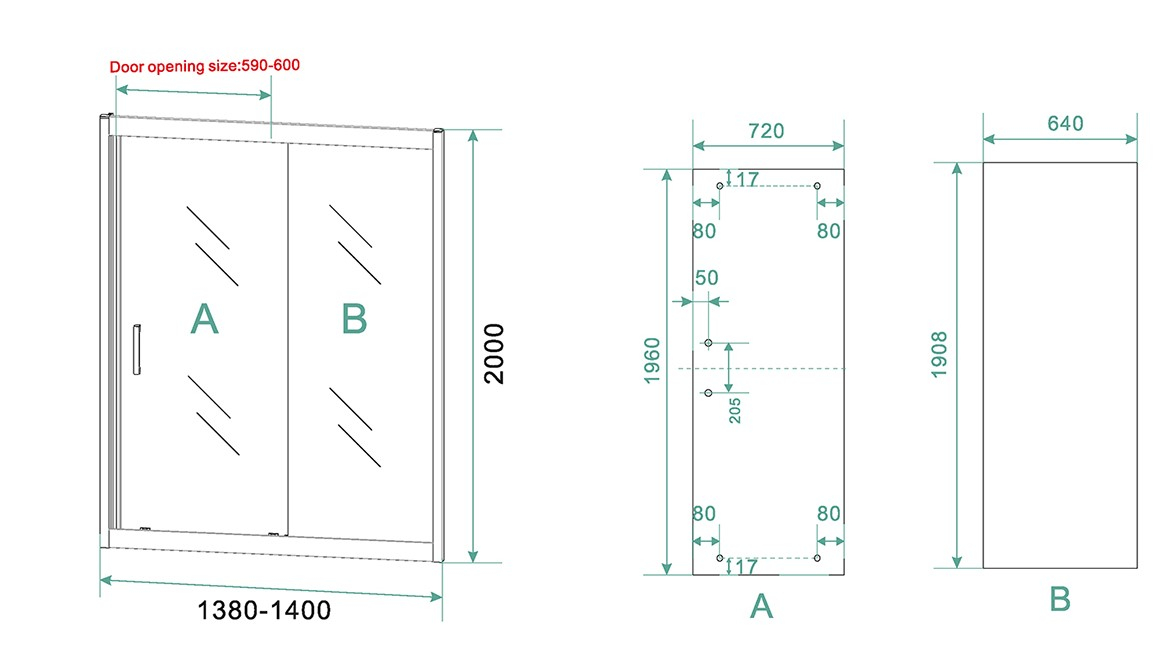 Mueller Manhattan douchecabine 140x90cm met schuifdeur en anti-kalk zwart mat