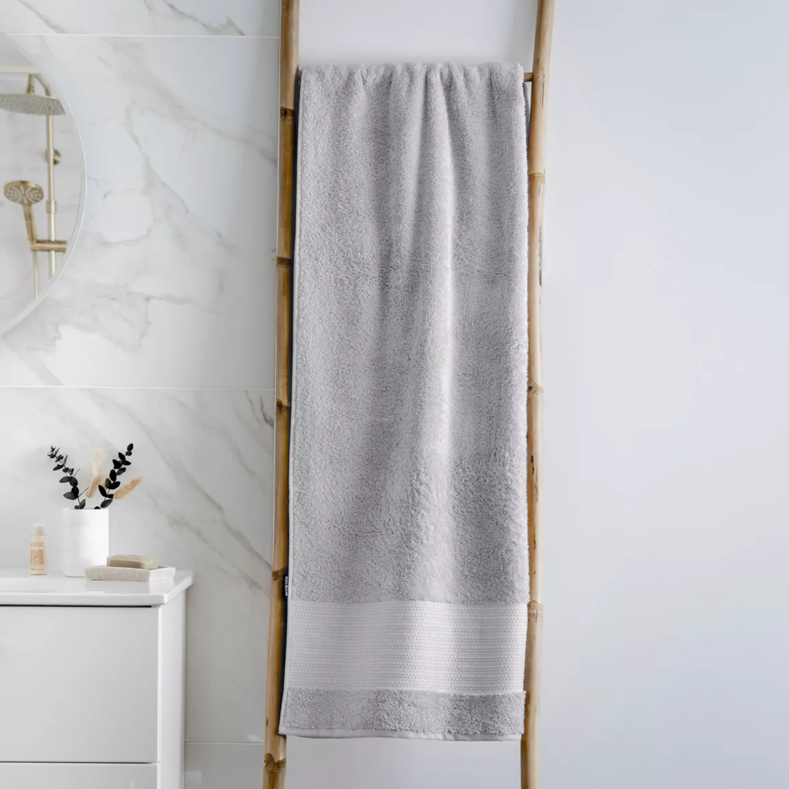 Serviette de bain coton bio (90 x 150 cm) Méline Gris nuage