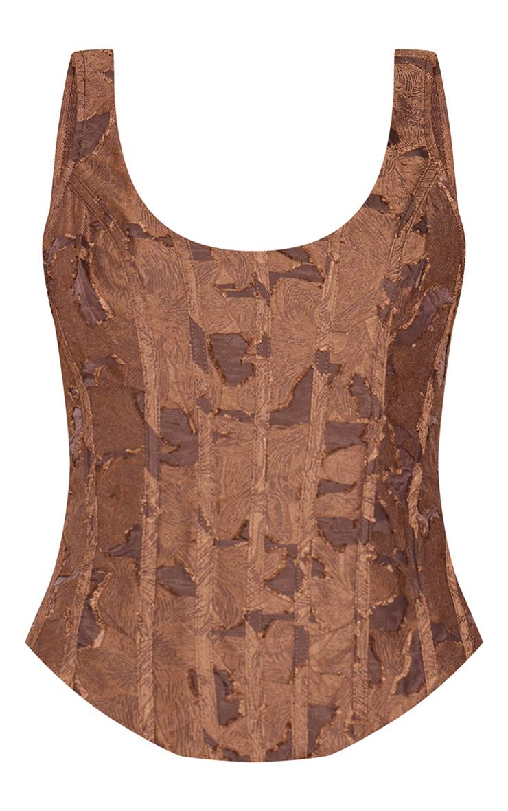Chocolat Corset Tissé Léger Texturé
