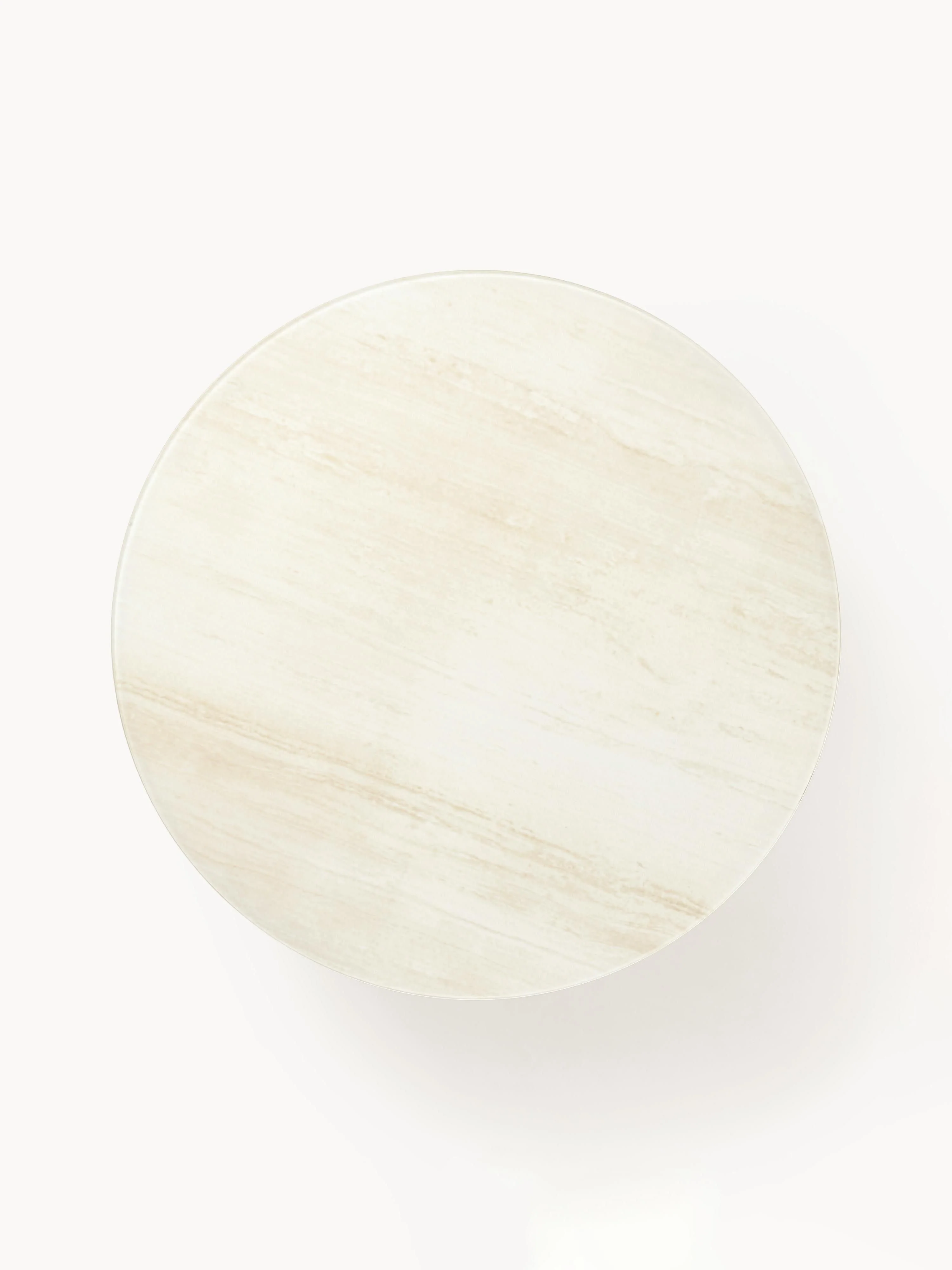 Ronde XL salontafel Antigua met glazen tafelblad in marmerlook