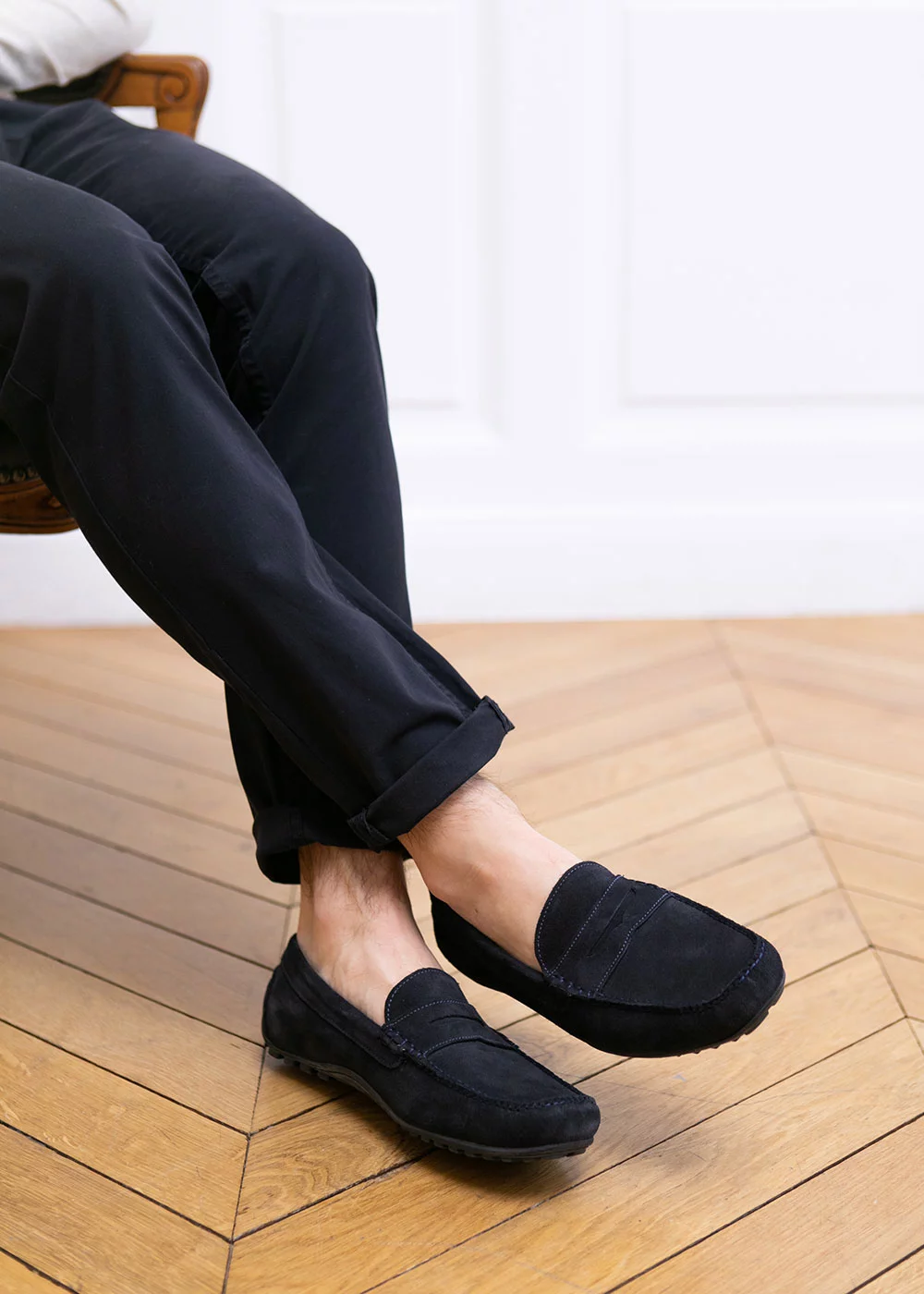 MOCASSIN WD MOC VELOURS BLEU