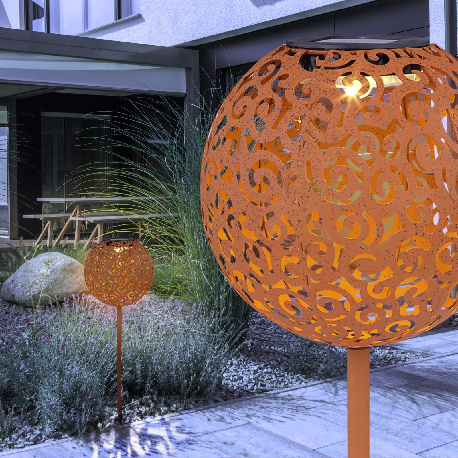 LED-Solarleuchte - rost antik - 54 cm hoch