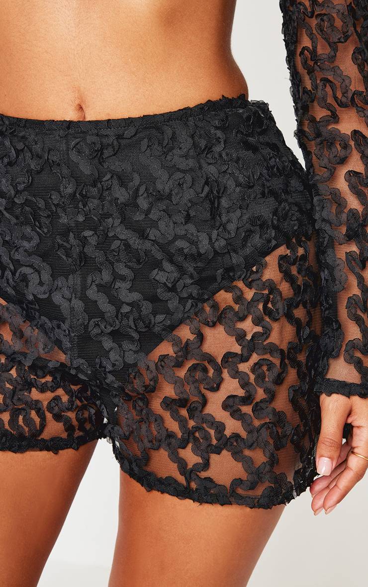 Noir Short Tissé Texturé Petite
