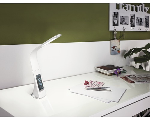 LED-kantoorlamp, dimbaar, 3,2 W, 300 lm, 5000 KH, 51 cm, Cognoli, lederlook, wit