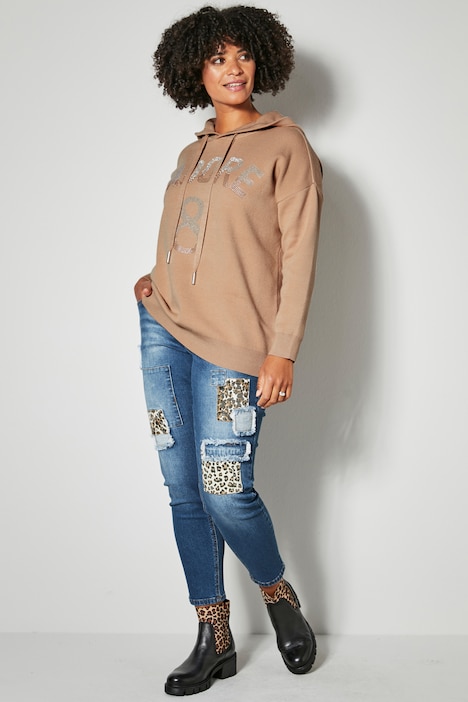 7/8-Jeans, Slim Fit, Patches, 5-Pocket