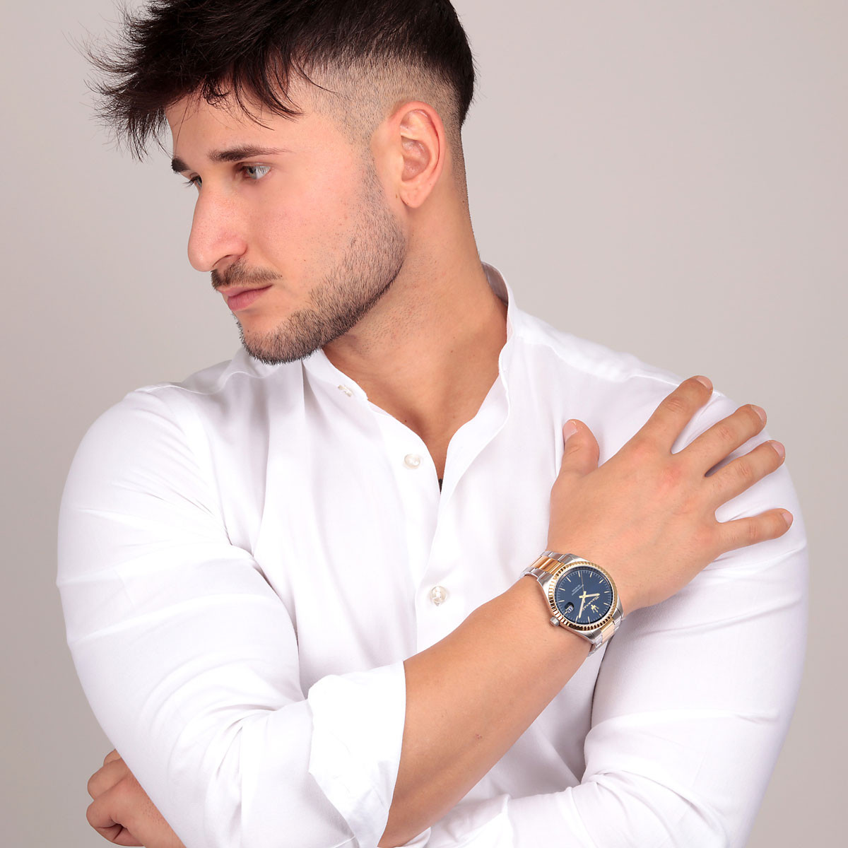Montre MASERATI homme bracelet acier bicolore jaune
