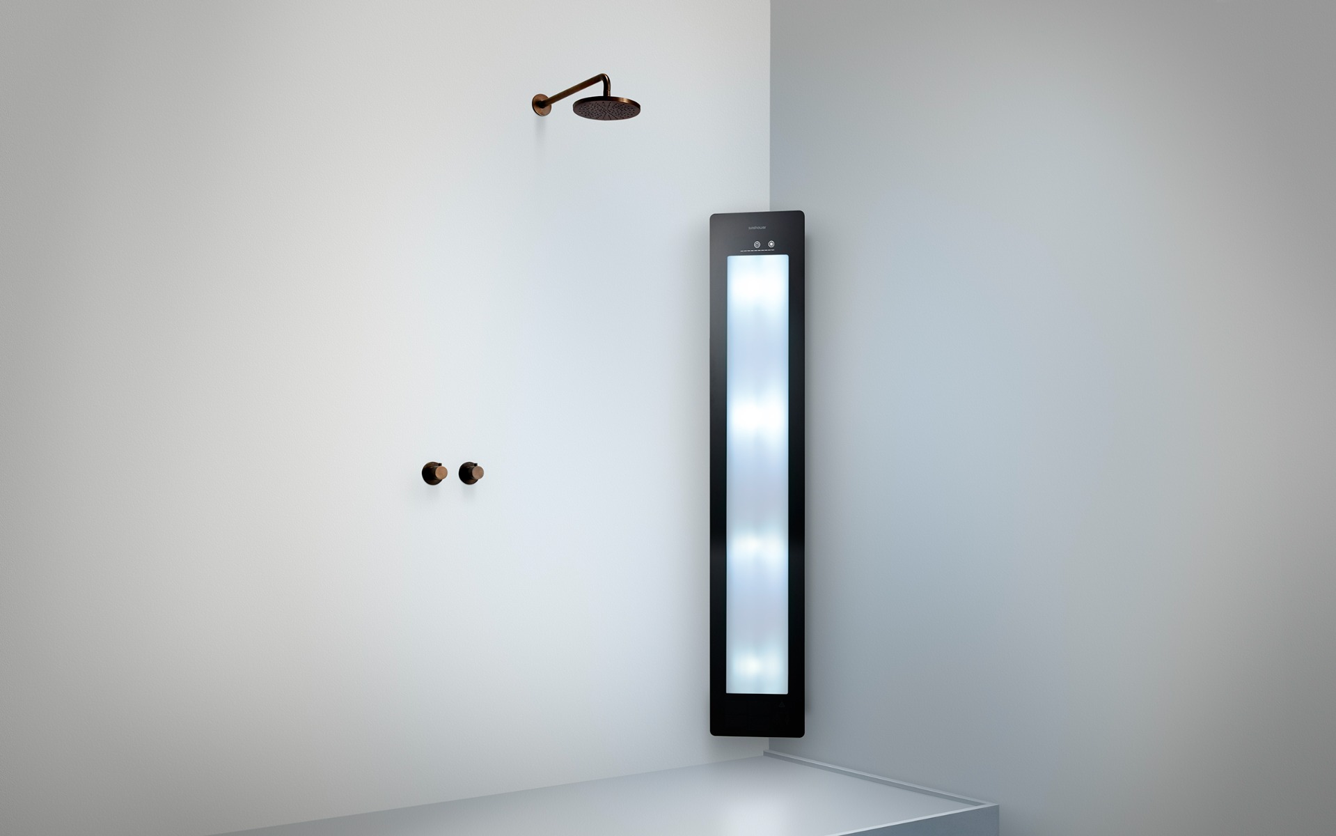 Sunshower Round Plus Large Black infraroodlamp en UV 33x185x10cm hoekopbouw
