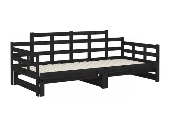 Lit coulissant sans matelas noir 2x(90x200) cm